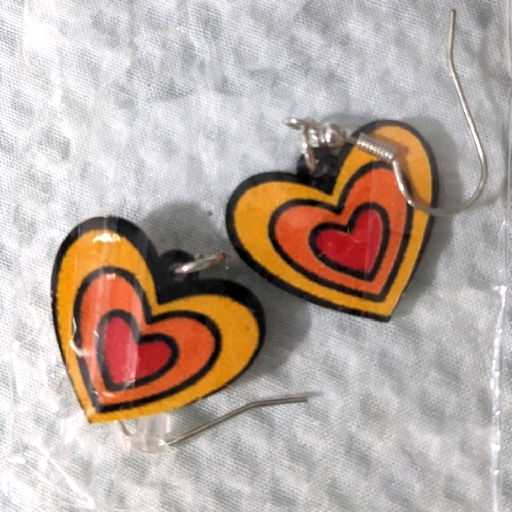 🔥 NEW Heart Earrings Red Orange Valentine Love